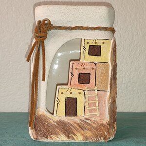 Pueblo Art Luminaria Ceramic Vintage Adobe Desert Art Arizona southwestern